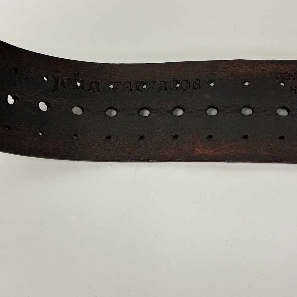 John Varvatos Collection Brown Leather Belt Size 34 - Picture 5 of 8